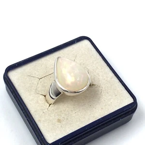 Anello in argento 925 opale prezioso goccia opale pieno 5,55 ct opale anello ... - Foto 1 di 16