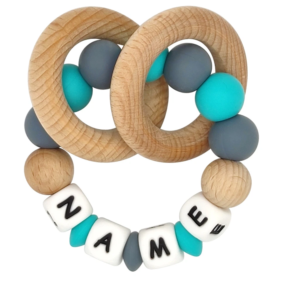 Персонализированное кольцо для прорезывания зубов погремушка игрушка зубочистка имя для девочки подарок на душ - Изображение 1 из 1