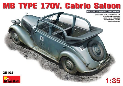 1:35 Miniart Mb Typ 170v. Cabrio Saloon Kit MIN35103 Modellino - Immagine 1 di 2