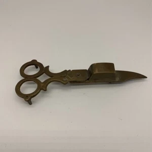 Vintage Brass Candle Snuffer Wick Trim Scissors - Picture 1 of 5