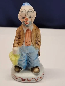 Vintage Hobo Clown Figurine Holding Umbrella 4 3/4” Tall  - Picture 1 of 8