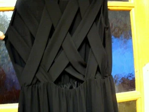~ H&M ~ CHIFFON 8 Criss-Cross Strap Back HALF LINED to knees MAXI EVE DRESS 10 - Picture 1 of 12