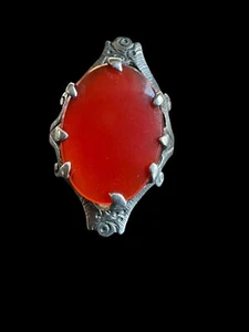 Vintage Sterling Silver Red Cab Ring Size 8.75 - Picture 1 of 4