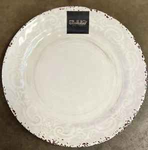 Il Mulino Bone White Rustic Medallion Scroll Print MELAMINE Side Plates Set 4 - Picture 1 of 1