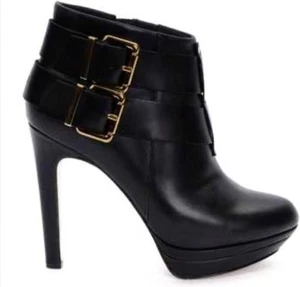 NEW WOMEN DIESEL BLACK LEATHER BUCKLE BELTED ANKLE BOOTS HEELS SIZE 7.5 8 - Picture 1 of 6