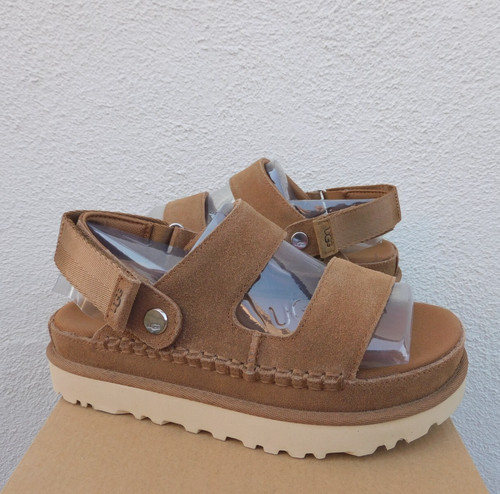 SANDALI CON PLATEAU UGG CASTAGNA GOLDENS GLIDE SCAMOSCIATI DONNA US 6 5 EUR 37 5 NUOVI