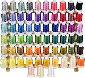 Juego de roscos de bordado de 63 colores 40wt poliéster y estante de rosca 1100 años - Imagen 1 de 8