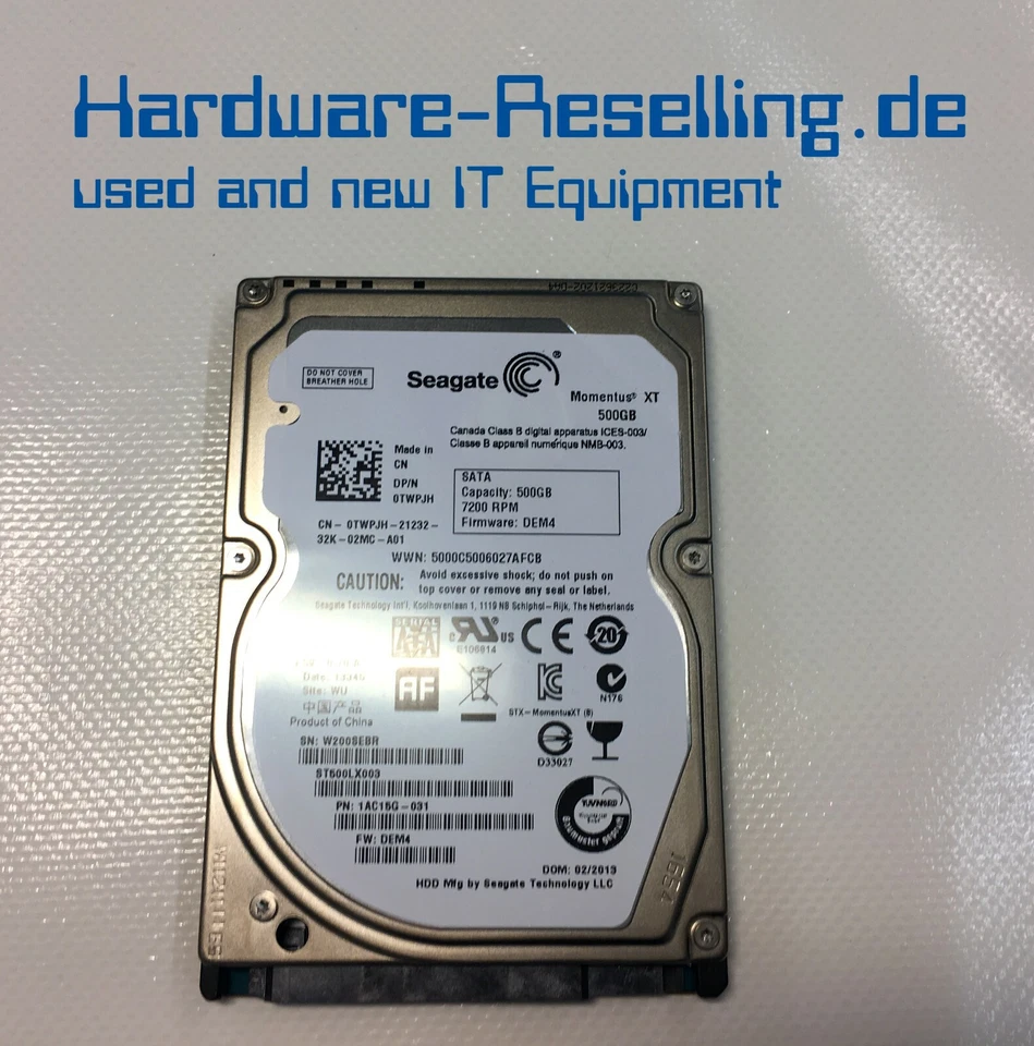 Dell Seagate 500GB 7.2K 2,5" SATA ST500LX003 0TWPJH 1AC15G-031 - Bild 1 von 1