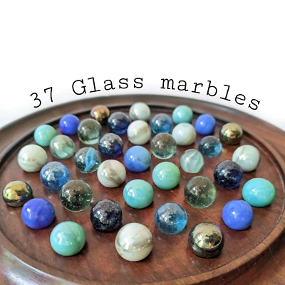 Handmade Rosewood Solitaire Board Game Set 9" with 37 marbles | Wooden Solitaire - Image 1 of 4