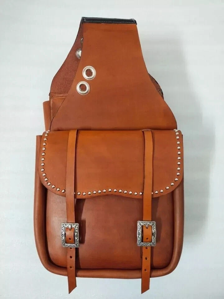 Sac de selle Western Trail Horse Classic en cuir véritable. - Photo 1/4