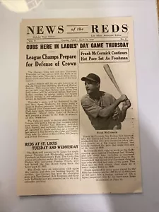 1939 Cincinnati Reds Crosley Field NEWS OF THE REDS - Derringer / Vander Meer - Picture 1 of 3