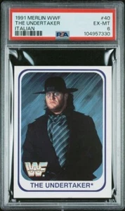 1991 Merlin WWF THE UNDERTAKER Rookie Card Italian 40 PSA 6 Sharp Looking RC #40 - Picture 1 of 1