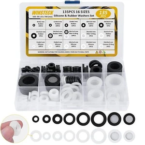 Rubber Washers Plumbing 135 PCS 16 Sizes Rubber & Silicone Water Hose Gasket G - Picture 1 of 3