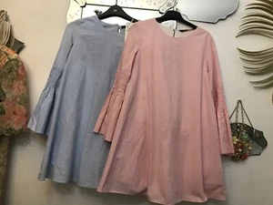 ZARA BUNDLE 2 MINI DRESSES WITH SHORTS UNDER SIZE SMALL BLUE -PINK WHITE - Picture 1 of 10
