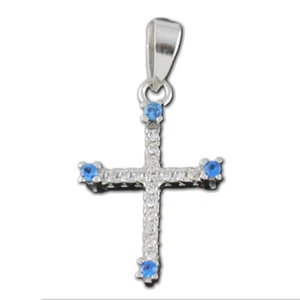 Ciondolo Pendente Croce Unisex Oro Bianco 18KT con Zirconi - CZ99 - Imagen 1 de 2