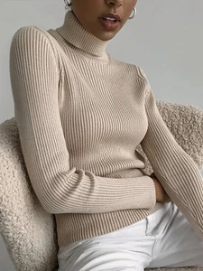 Women Fall Turtleneck Sweater Knitted Soft Cashmere - Picture 1 of 43
