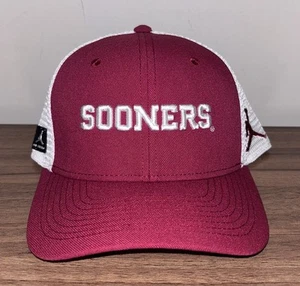 Jordan Oklahoma Sooners Rise M/L SnapBack Trucker Hat Cap Red New - Picture 1 of 6