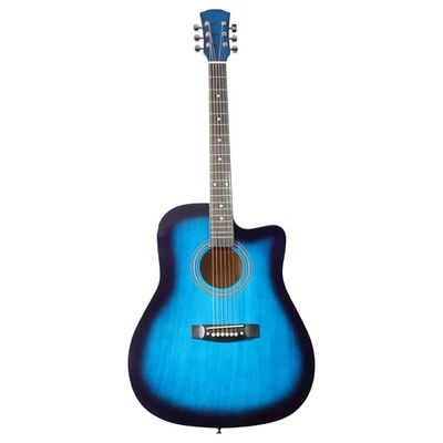 Blue 41inch Dreadnought Barrel-shaped Cutaway Acoustic Guitar with Pick Strings - Image 1 of 4