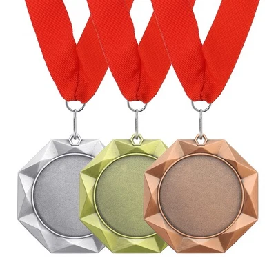 3 Pack Award Medals, 1st 2nd 3rd Prize Winner Medals with Red Ribbon, Multicolor - Image 1 of 4