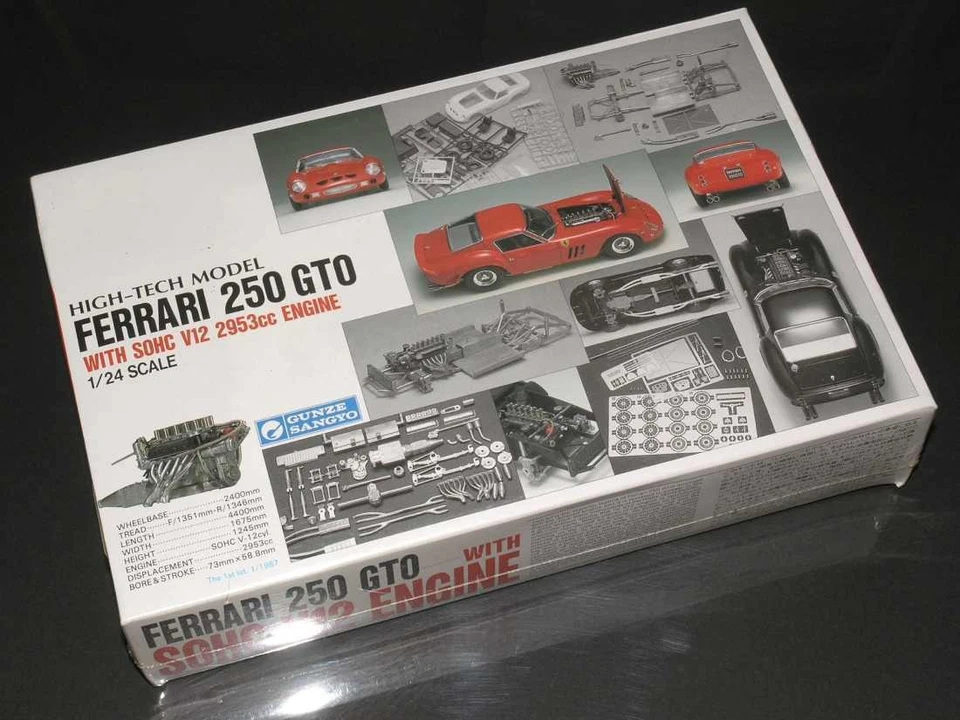 Gunze Sangyo Ferrari 250GTO scala 1/24 model kit motore V12 1987 - Immagine 1 di 4