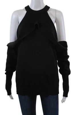 Suéter Pullover Dion Lee Mujer Lana Merino Cuello Halter Negro Talla 2 Foto 1 de 4