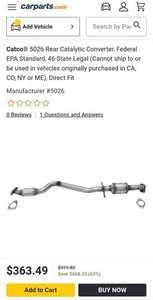 Catalytic Converter 5026 Rear Catalytic Converter For Chevrolet Cruze - Picture 1 of 1