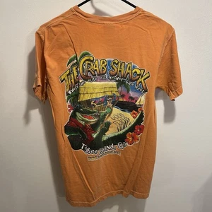The Crab Shack Tybee Island Georgia Graphic Print Orange Short Sleeve T-Shirt S - Picture 1 of 4