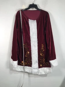 Conjunto Completo de Disfraz de Papá Noel Adulto Terciopelo Piel Borde Sombrero Cinturón Guantes Peluca - Imagen 1 de 8