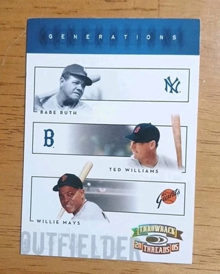 Donruss Throwback Threads Gold Generations 2005 Babe Ruth Williams Mays 098/100 Foto 1 de 2