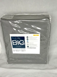 The Big One Brand Gray Cotton Blend Full Size Sheet Set Wrinkle Resistant NIP - Picture 1 of 4