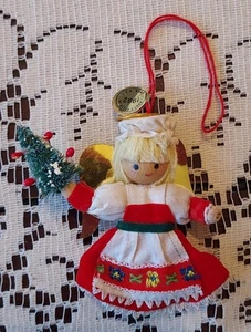 Vintage Kurt Adler Holz Weihnachtsschmuck Deutsches Mädchen Engel 1982 Taiwan - Bild 1 von 9
