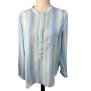 Camicia Henley blu a righe marca Lucky 1/2 bottoni taglia M usata in ottime condizioni - Foto 1 di 5