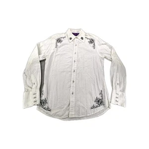 Jimi Hendrix Experience Shirt Men's Small White Floral Embroidered Button-Up - Picture 1 of 13