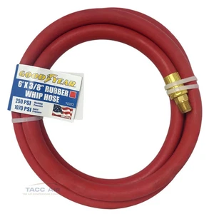 Goodyear 6' x 3/8" Rubber Air Hose Whip 250 PSI USA Made 1/4" NPT Lead In Hose - Picture 1 of 2