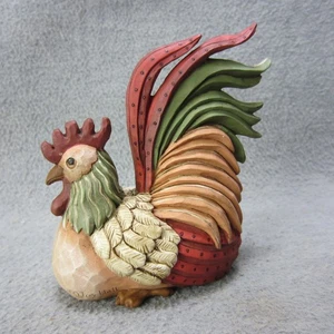 Blossom Bucket Joy Hall Carved Folk Art Rooster Chicken Figurine - Picture 1 of 6