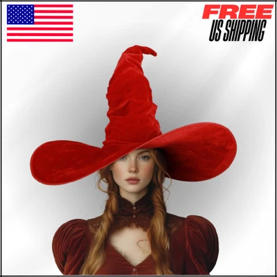 Witch Hat Halloween Red Witches Green for Women Adult Wizard 24" Ruched Hat - Image 1 of 4