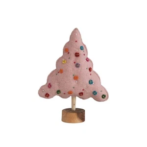 8" L x 3" W x 10-1/4"H Handmade Wool Felt Tree w/Beads, Applique, Embroidery ... - Picture 1 of 4