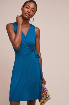 Bailey 44 Emile Wrap Dress Size Large Turquoise Blue Jersey Knit Anthropologie - Image 1 of 4