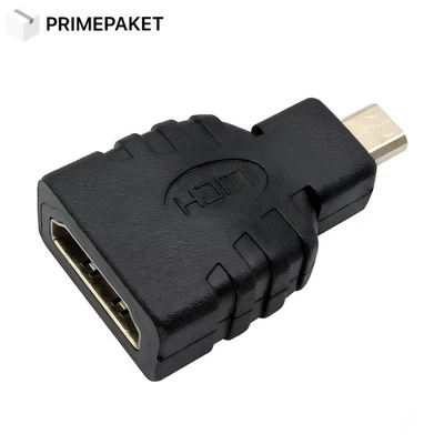 HDMI auf Micro HDMI Adapter Typ A Buchse zu Typ D Stecker Vergoldet 24K Premium - Bild 1 von 4