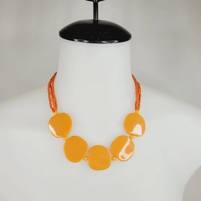 Naranja Moda Joyería Cuello Babero Collar Grueso Acrílico y Semillas Cuentas Retro Foto 1 de 4