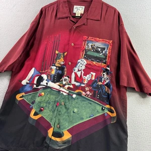 Vintage Big Dogs Shirt Mens XL Red 100% Rayon Looo Collar Camp Casino Poker - Picture 1 of 16