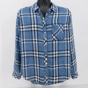 Rails Hunter Top Damen mittelblau Lapis kariert Knopfleiste Hemd Bluse - Bild 1 von 8