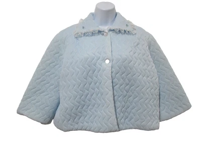 Sz M Vtg 70s Quilted Womens Lounge Bed Jacket Blue Retro AMAZING CONDITION! - Image 1 of 4