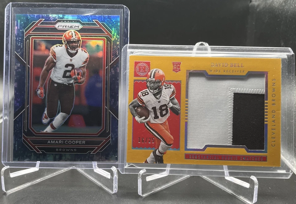Cleveland Browns WR (2) Card Lot: Amari Cooper Camo /25, David Bell 2 Color /25 - Image 1 of 4