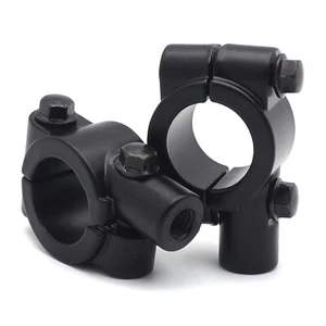 8MM Black 7/8" 22mm Motorcycle HandleBar Mirror Thread Mount Holder Clamp Adapto - Bild 1 von 9