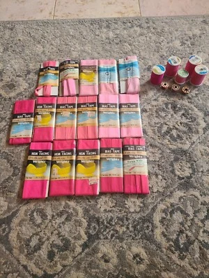 Lote de 24 cintas sesgadas y dobladillo vintage de Wright, hilo y bobina. Rosa Foto 1 de 4