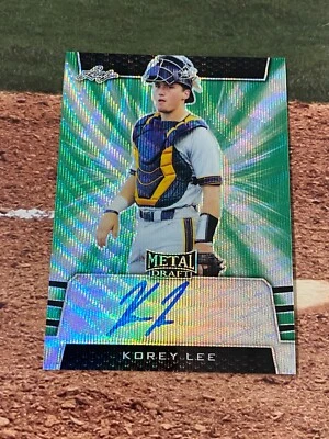 2019 Leaf Metal Draft Korey Lee Houston Astros Green Wave Parallel Auto #/5 - Image 1 of 2
