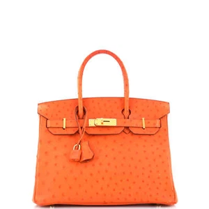 Hermes Birkin Handbag Orange Ostrich with Gold Hardware 30 - Picture 1 of 8