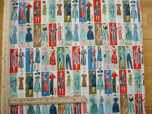 Retro 50's 60's Ladies Fashions Simplicity Vintage Cotton Quilt Fabric 1/2 Yd.  