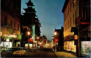 Vtg San Francisco CA Chinatown at Night Grant Avenue Street View Postcard - Picture 1 of 2